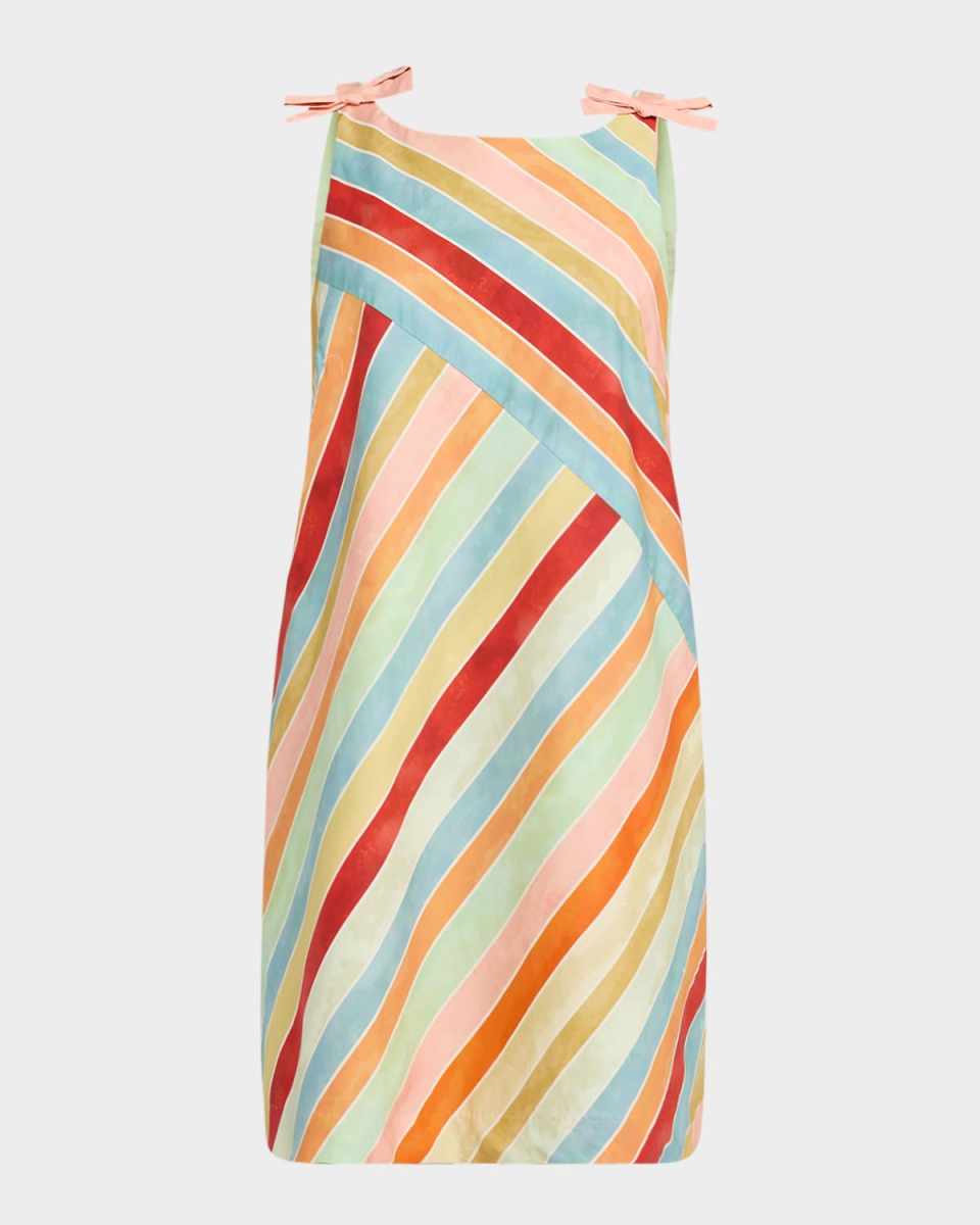Payton Striped Bow-Embellished Mini Shift Dress